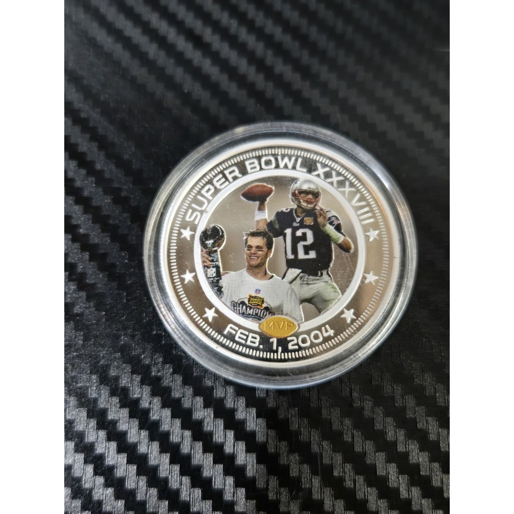 Bradford Exchange Tom Brady Greatest Ever Superbowl 38 Commemerative Silver Coin